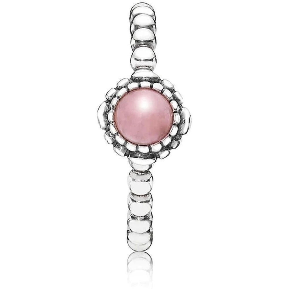 Pandora October Birthstone Pink Opal Sterling Silver Ring